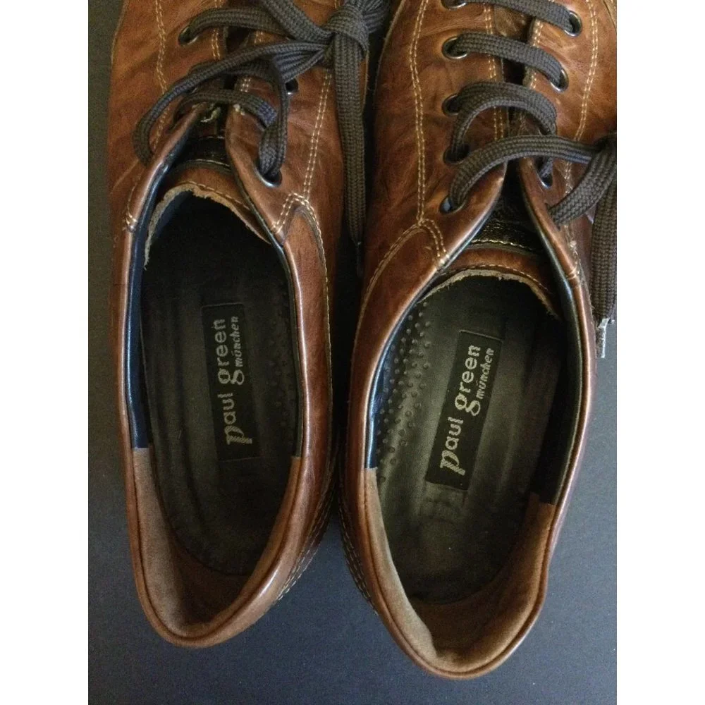 Paul Green Brown Leather & Suede Lace-Up Sneakers